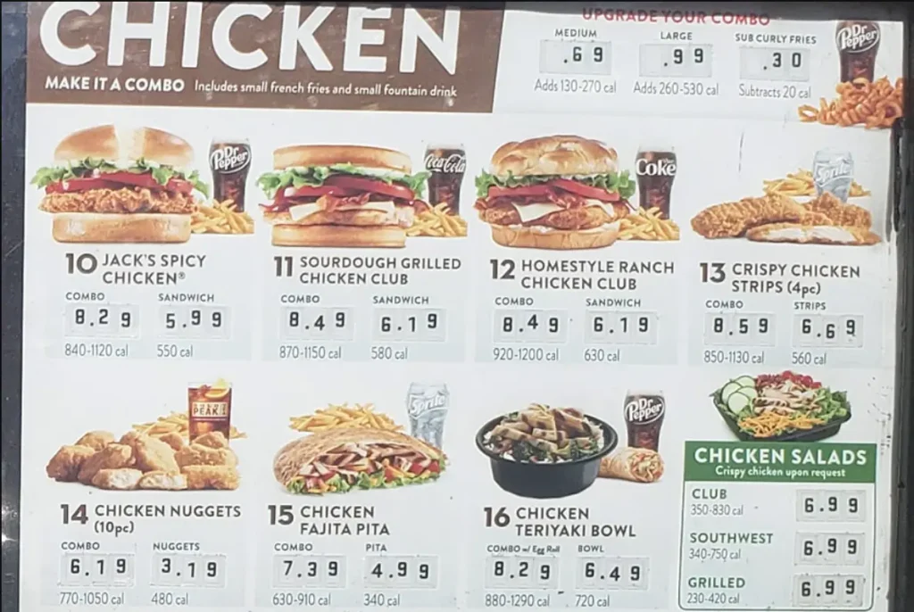 Jack in The Box Chicken Combos Menu