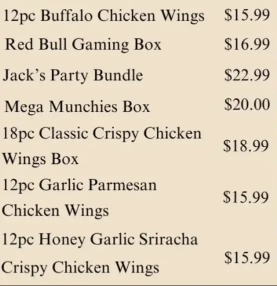 Jack in The Box Game Day Munchies Menu