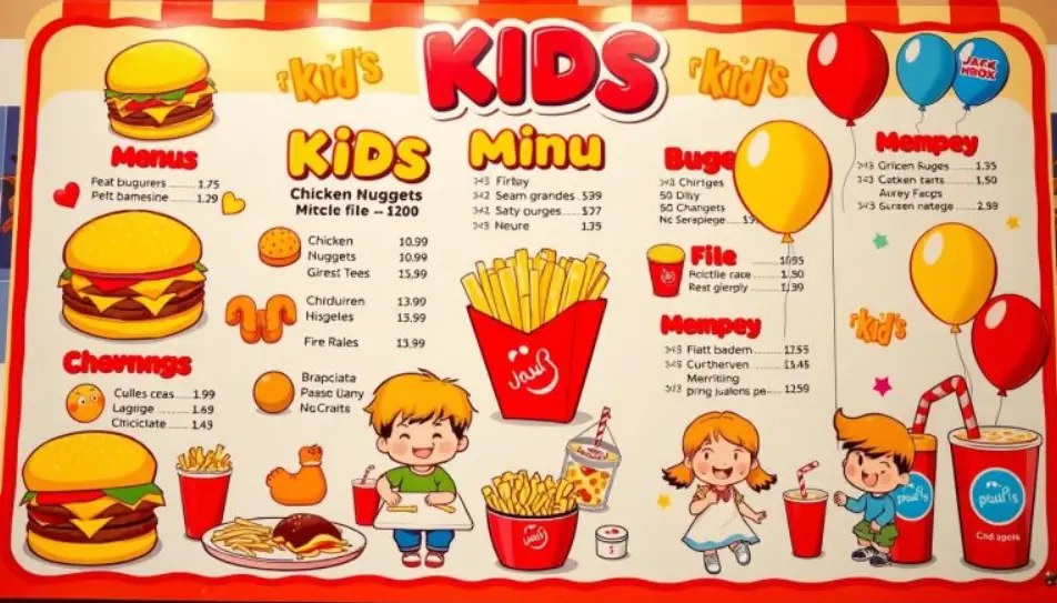 Jack in The Box Kids Menu